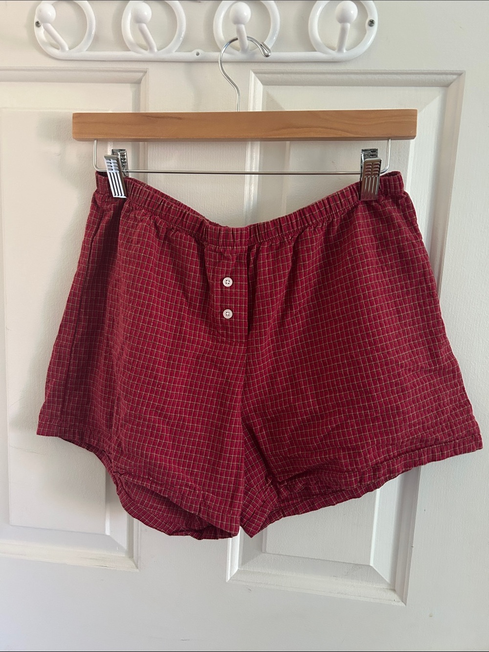 Brandy Melville Red Plaid Cotton Lounge Shorts